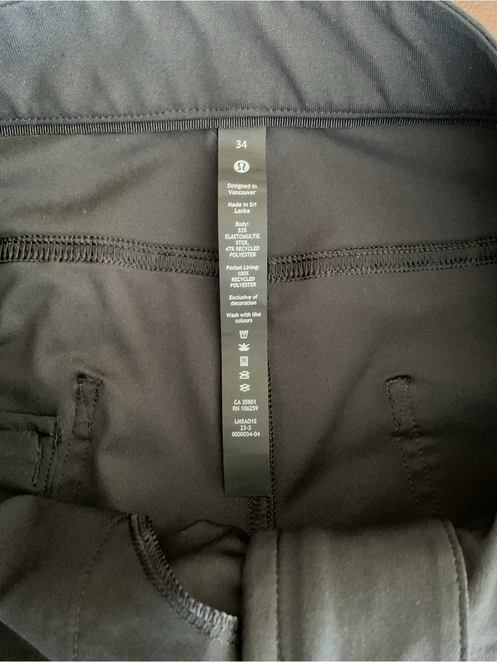 Lululemon Men’s ABC Pants Black Size 34 x 30 Stretch Performance Pants - Picture 6 of 6